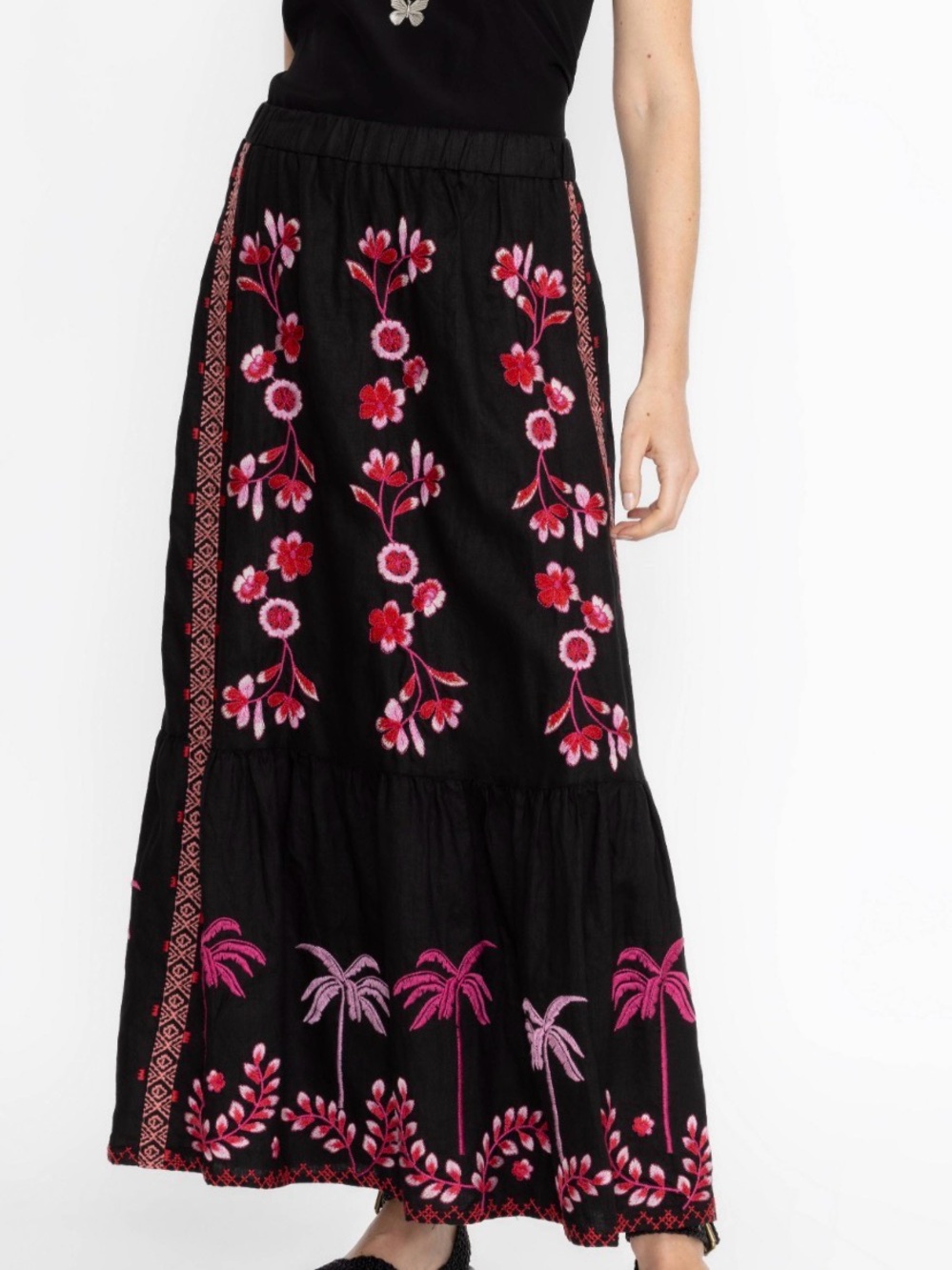 Johnny Was Cassia Tiered Linen Skirt NWT